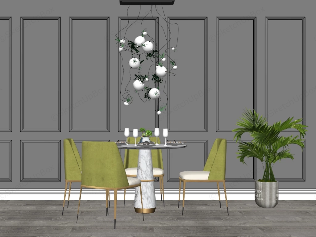 Modern Elegant Dining Room sketchup model preview - SketchupBox