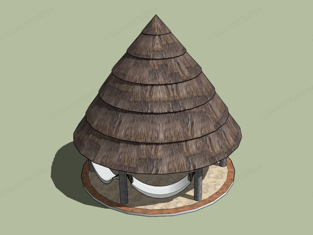 Tropical Thatched Roof Gazebo sketchup model preview - SketchupBox