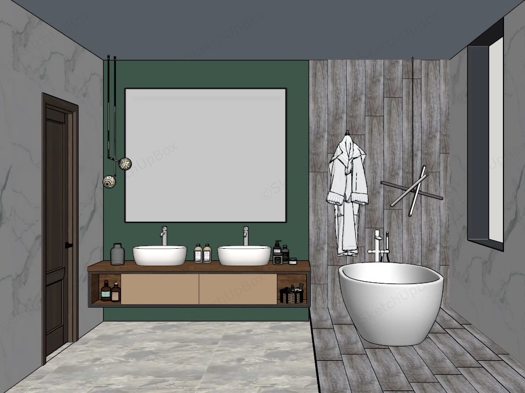 Modern Spa Inspired Primary Bathroom Design sketchup model preview - SketchupBox