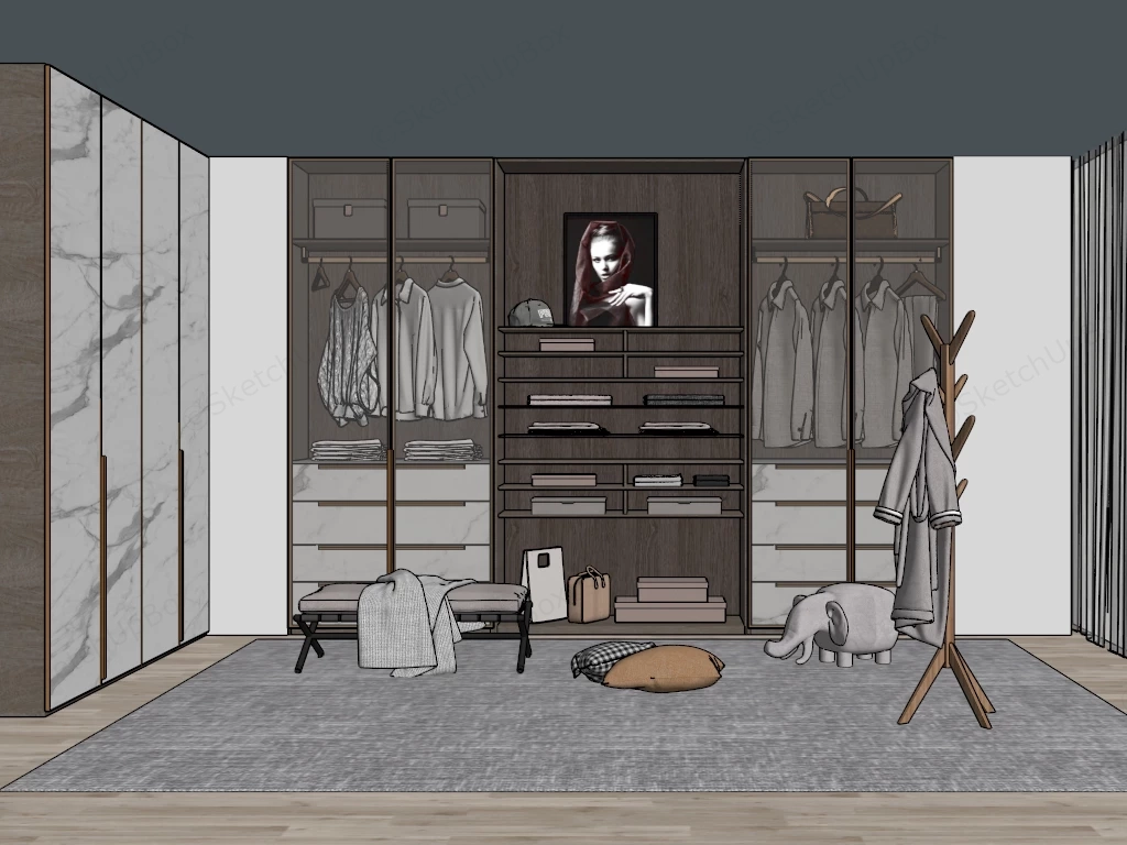 Luxury Custom Walk In Closet / Dressing Room Design sketchup model preview - SketchupBox