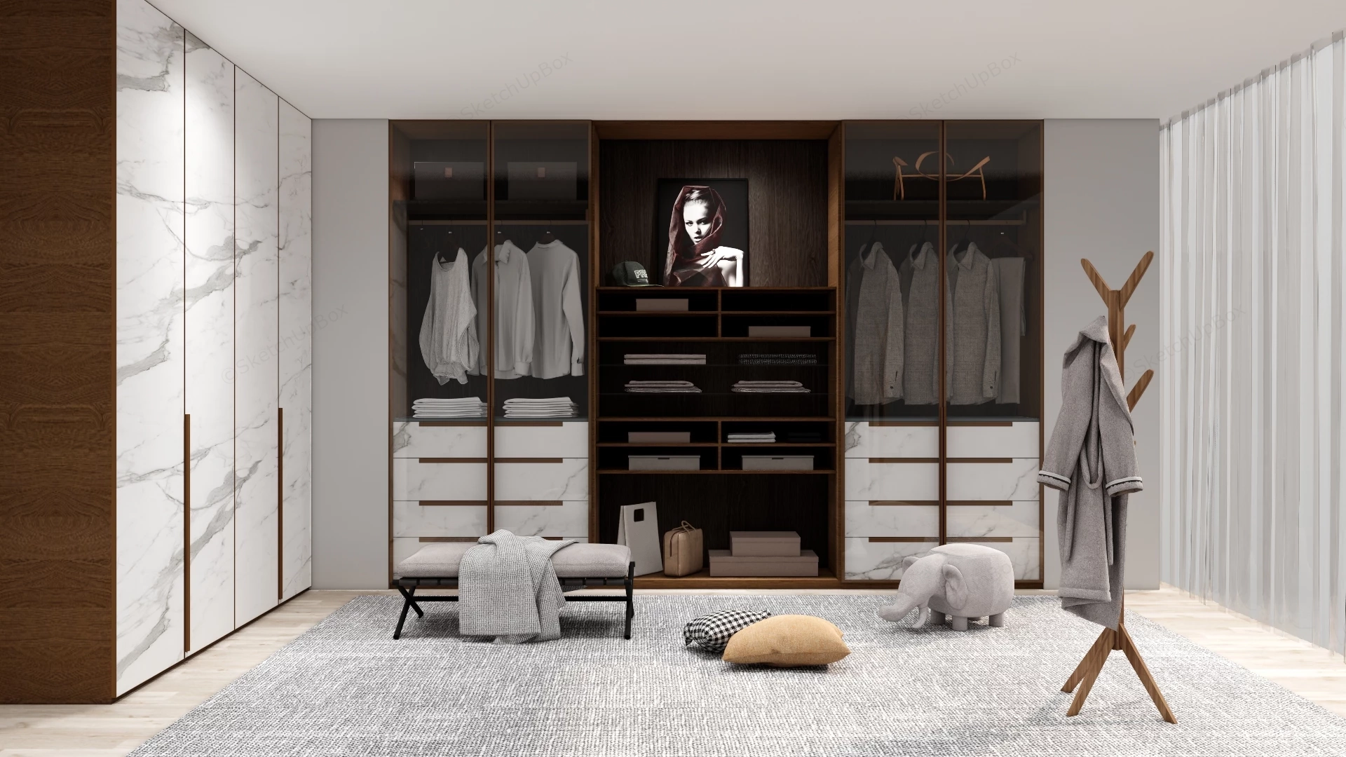 Luxury Custom Walk In Closet / Dressing Room Design sketchup model preview - SketchupBox