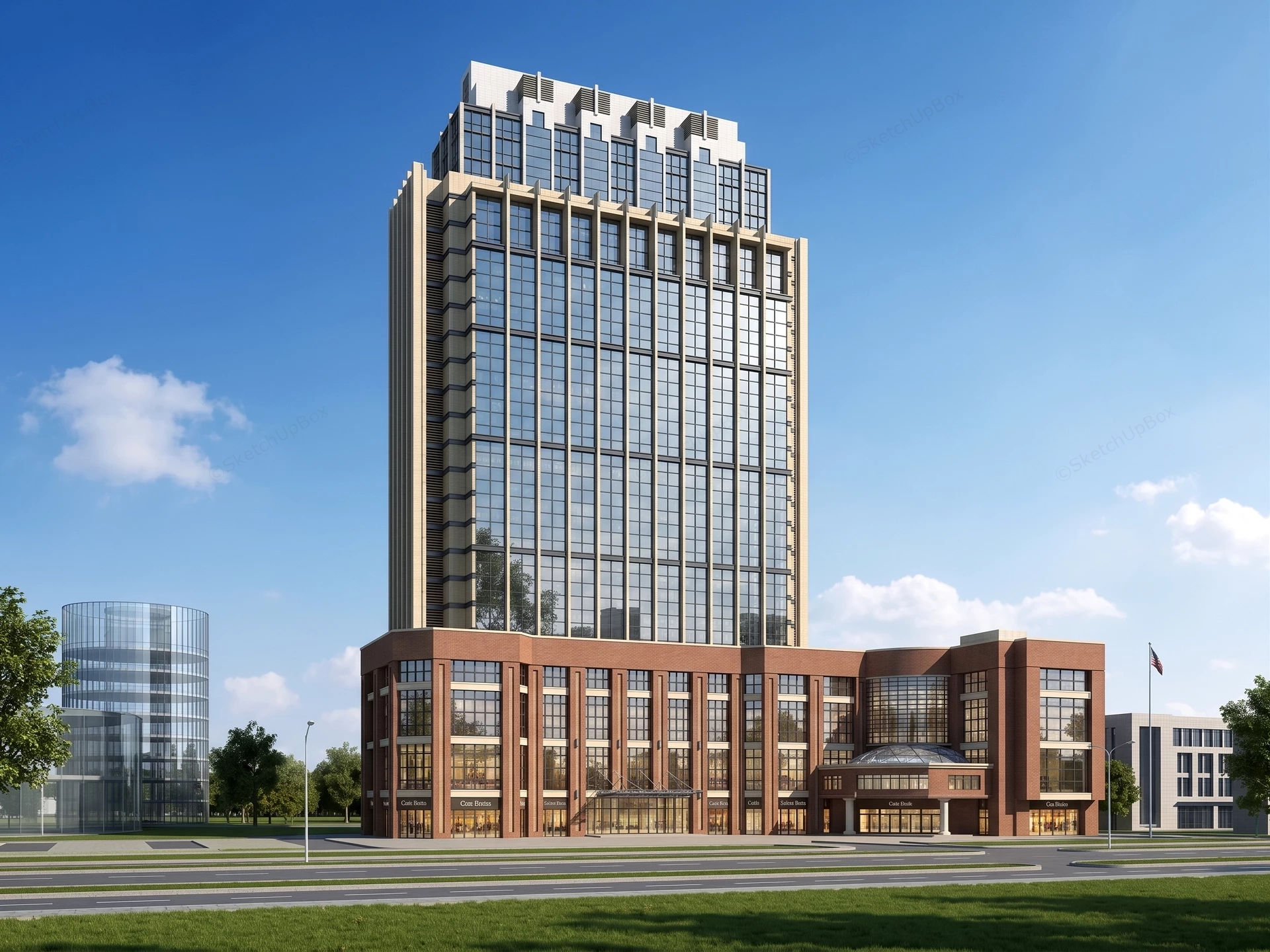 High Density Mixed Use Commercial Development sketchup model preview - SketchupBox