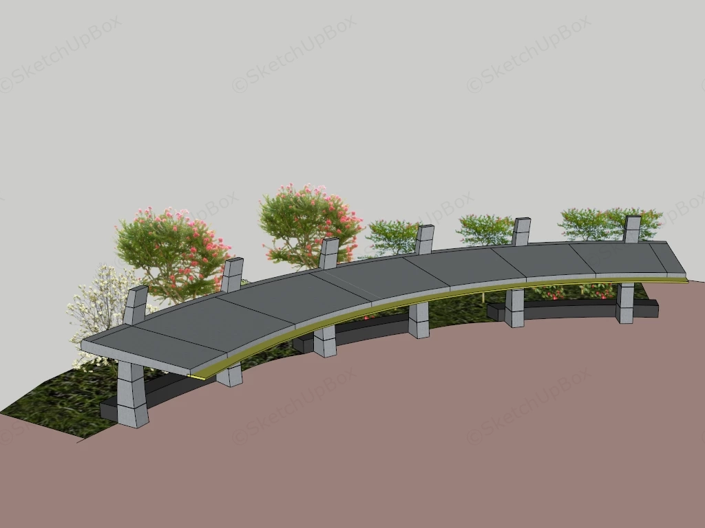 Modern Linear Park Pavilion sketchup model preview - SketchupBox