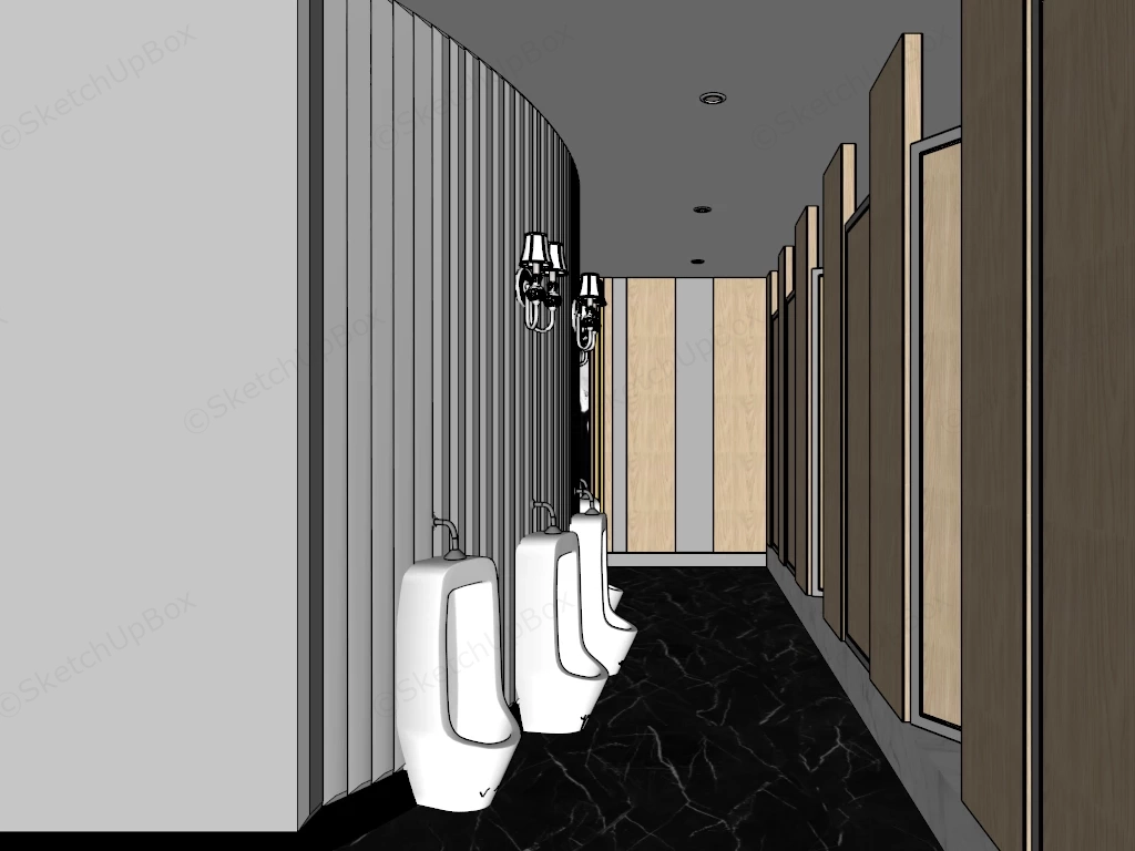 High End Modern Men's Restroom sketchup model preview - SketchupBox