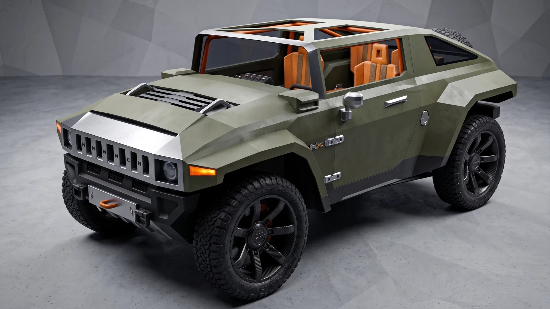 Hummer HX Concept Car sketchup model preview - SketchupBox