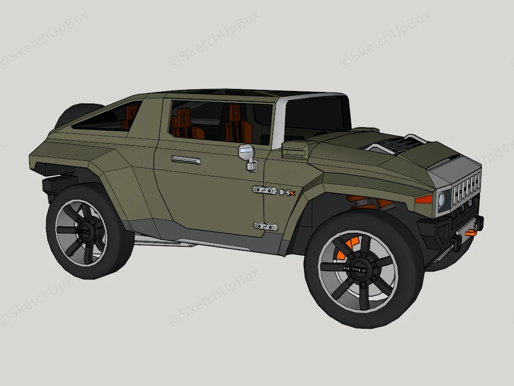 Hummer HX Concept Car sketchup model preview - SketchupBox