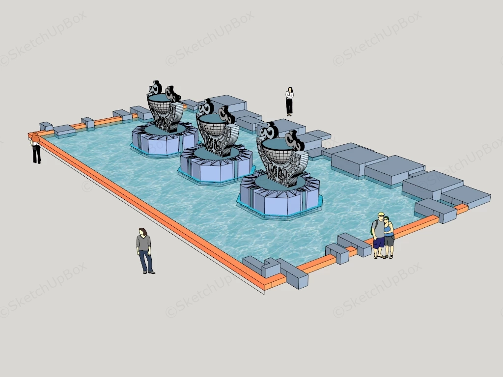 Fantasy Themed Public Plaza Water Installation sketchup model preview - SketchupBox