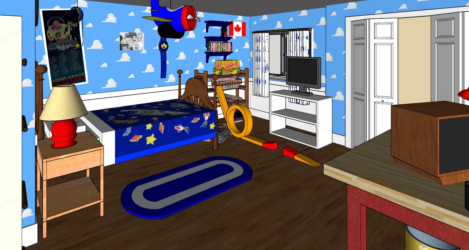 Toy Story Themed Child's Bedroom sketchup model preview - SketchupBox