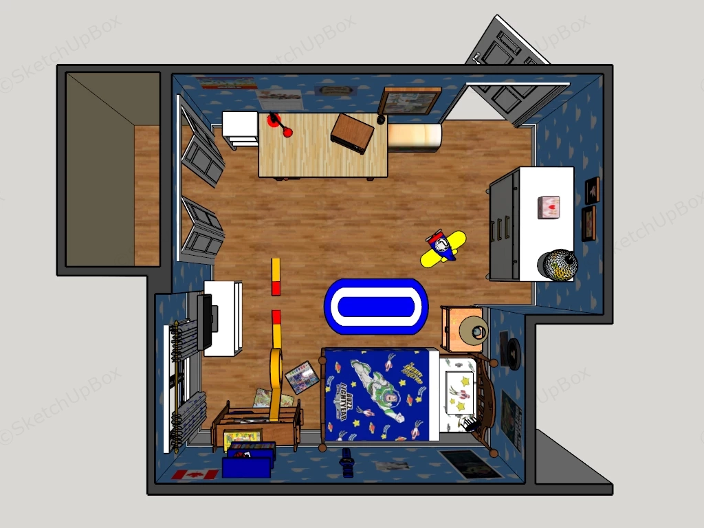 Toy Story Themed Child's Bedroom sketchup model preview - SketchupBox