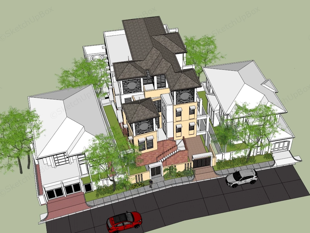 Multi Story Residential Building Design sketchup model preview - SketchupBox