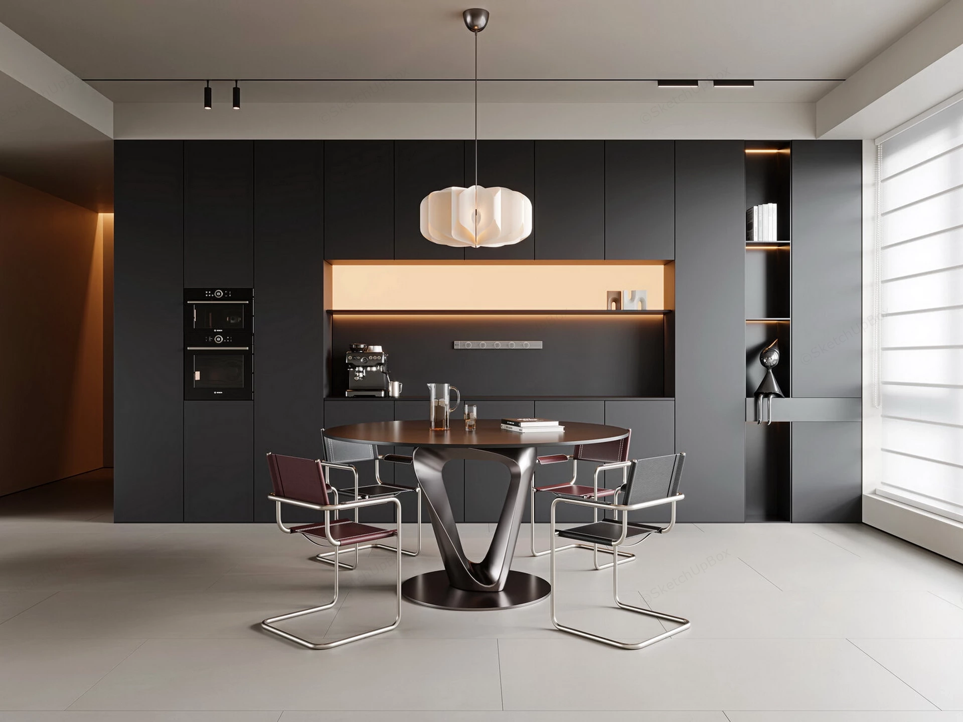 Ultra Modern Dark Dining Room sketchup model preview - SketchupBox