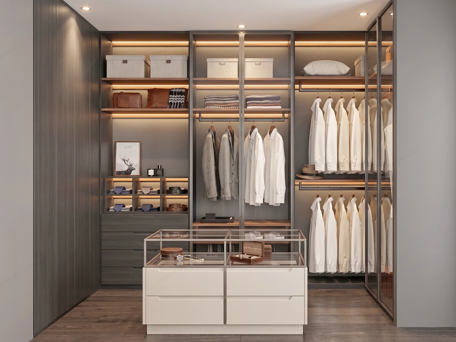 Modern Walk In Closet Design sketchup model preview - SketchupBox