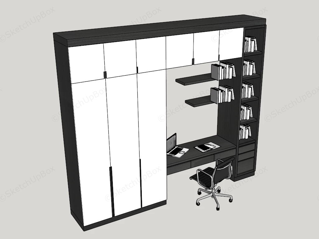 Space Saving Custom Home Office And Wardrobe Unit sketchup model preview - SketchupBox