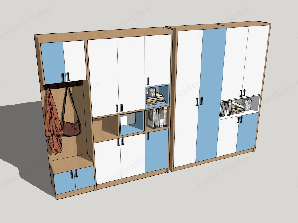 Modern Built In Entryway And Hallway Storage System sketchup model preview - SketchupBox