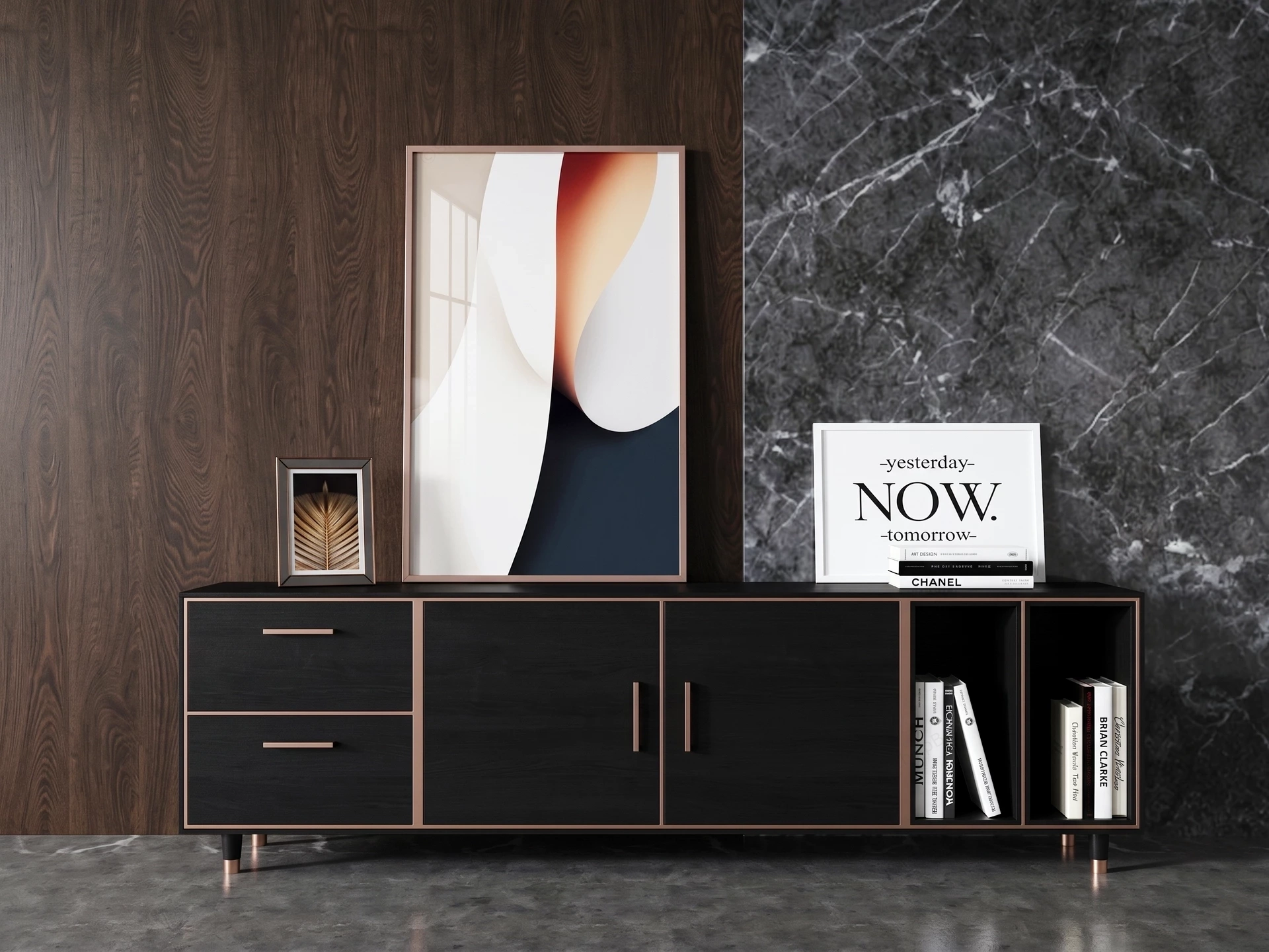Contemporary Media Console Setup sketchup model preview - SketchupBox