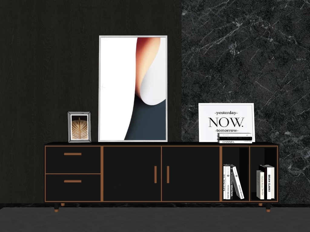Contemporary Media Console Setup sketchup model preview - SketchupBox