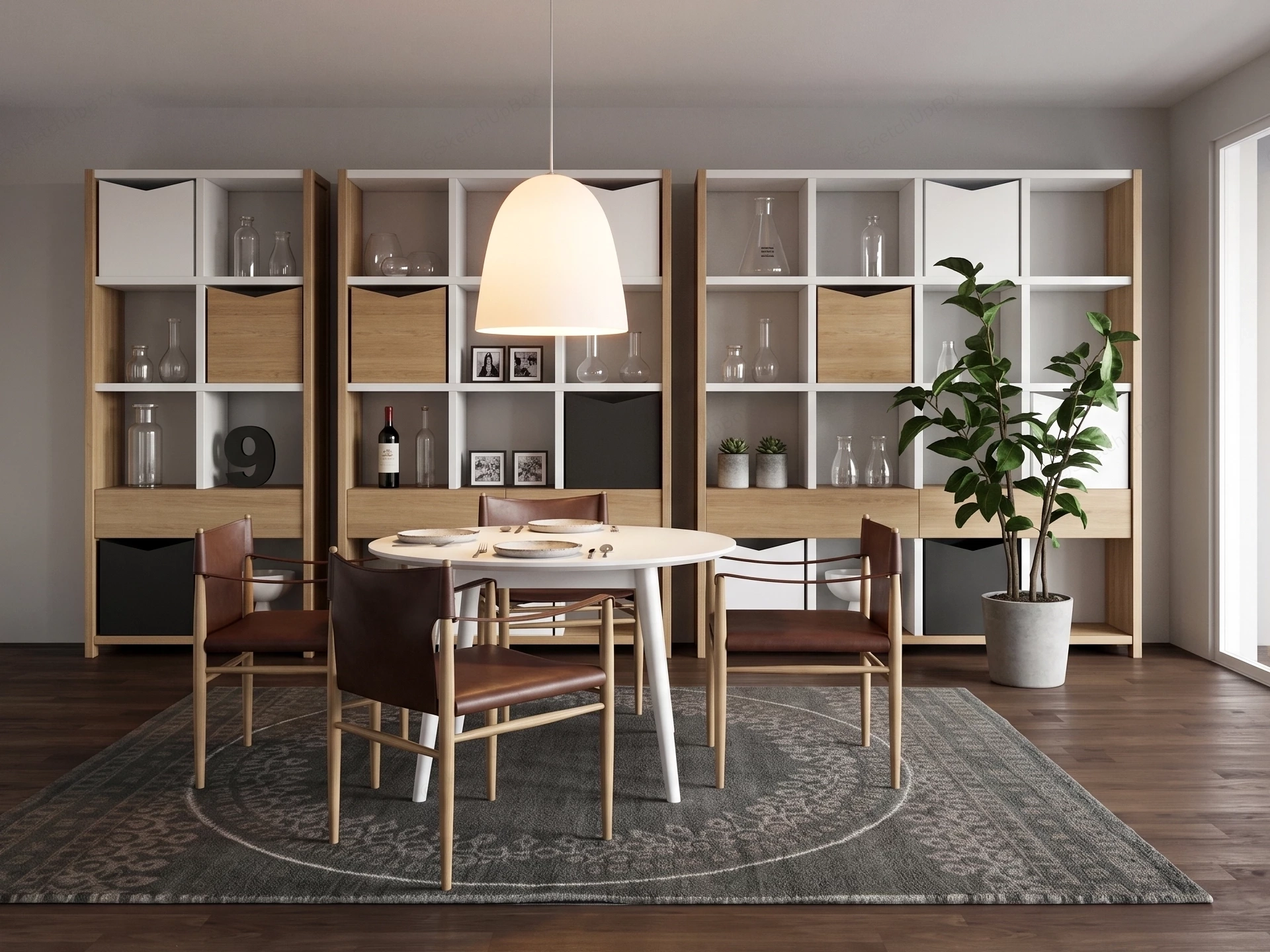 Modern Dining Room Setup sketchup model preview - SketchupBox