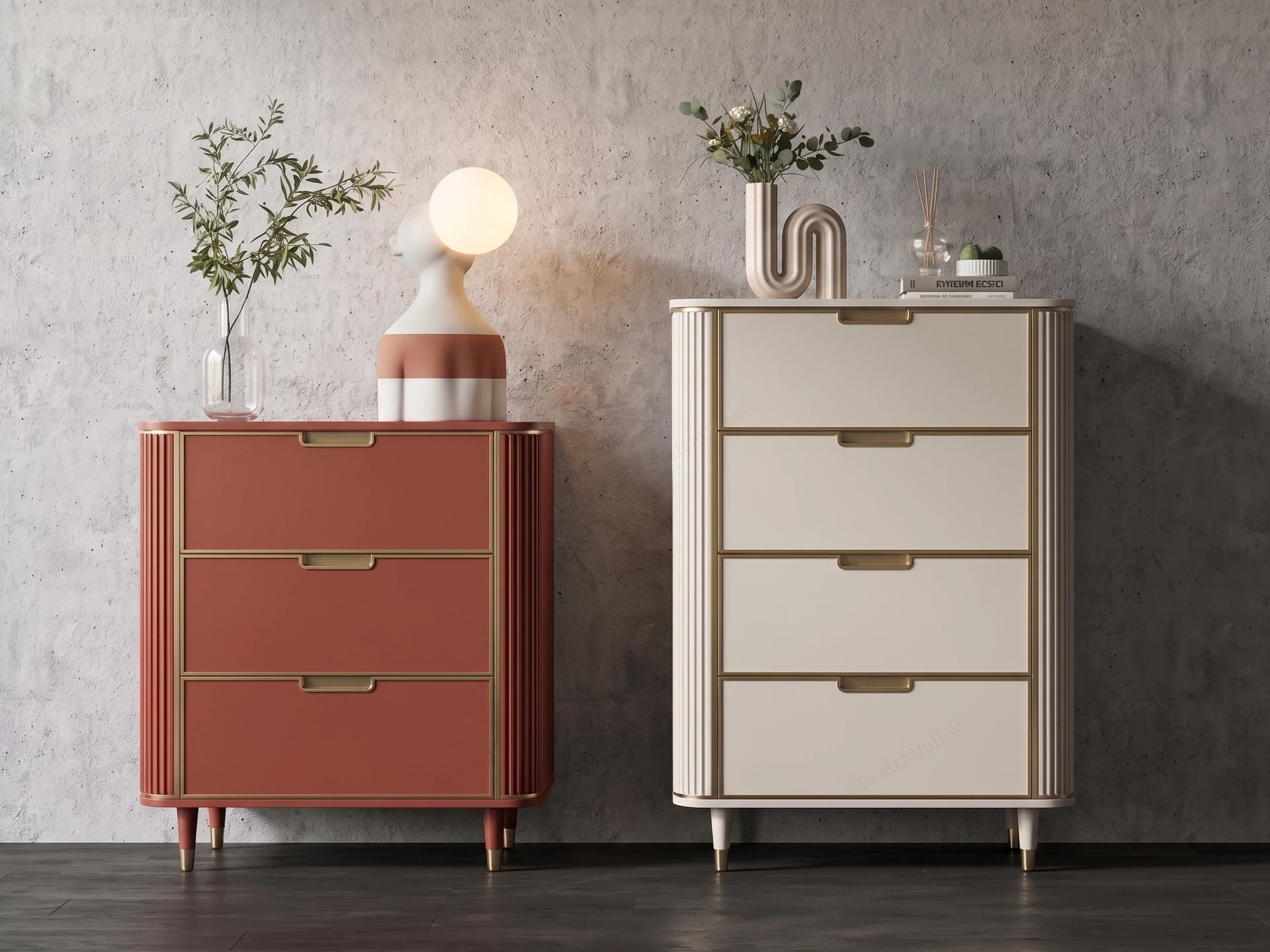 Two Modern Chests Of Drawers sketchup model preview - SketchupBox