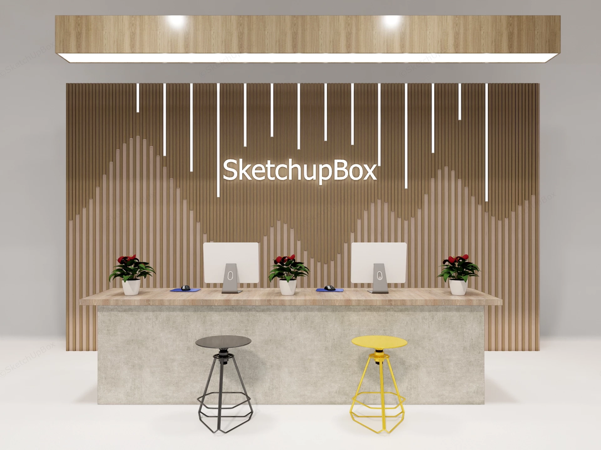 Modern Office Reception Or Service Desk sketchup model preview - SketchupBox