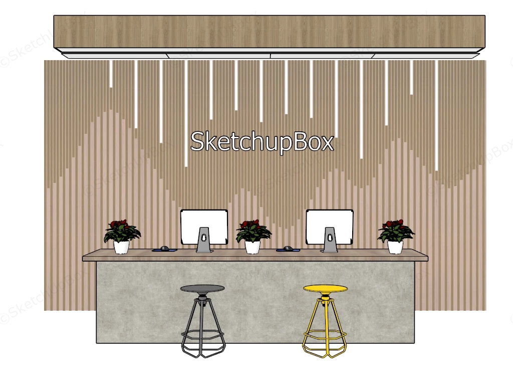 Modern Office Reception Or Service Desk sketchup model preview - SketchupBox
