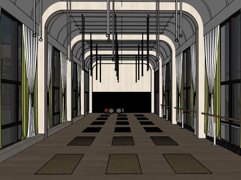 Modern Yoga & Barre Fitness Studio sketchup model preview - SketchupBox