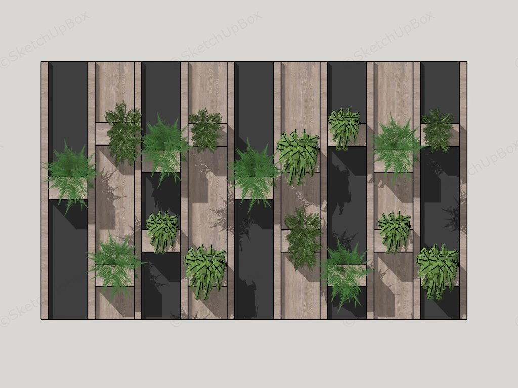 Modern Decorative Living Wall Vertical Planter System sketchup model preview - SketchupBox