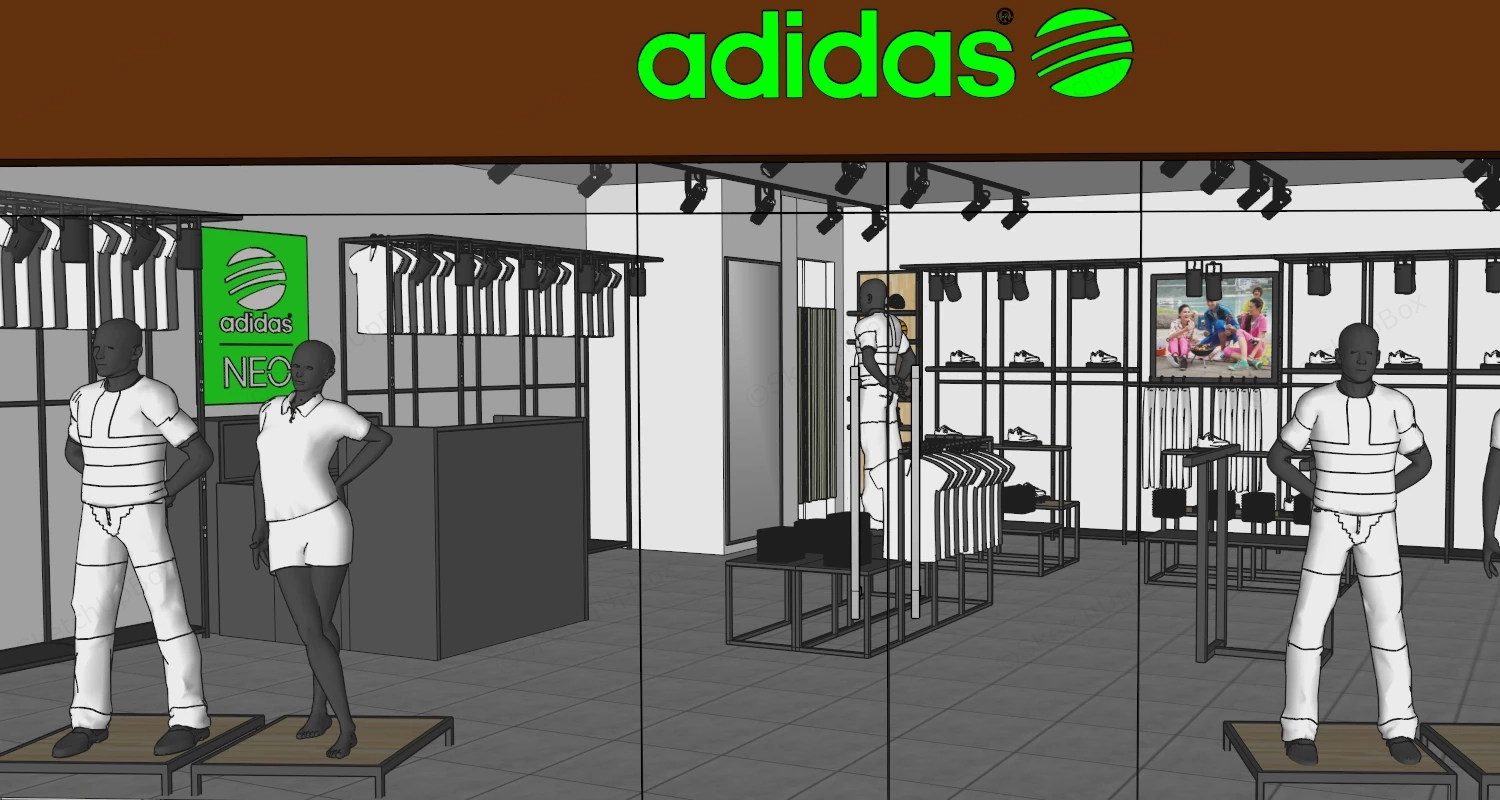 Adidas Retail Store Interior Design sketchup model preview - SketchupBox