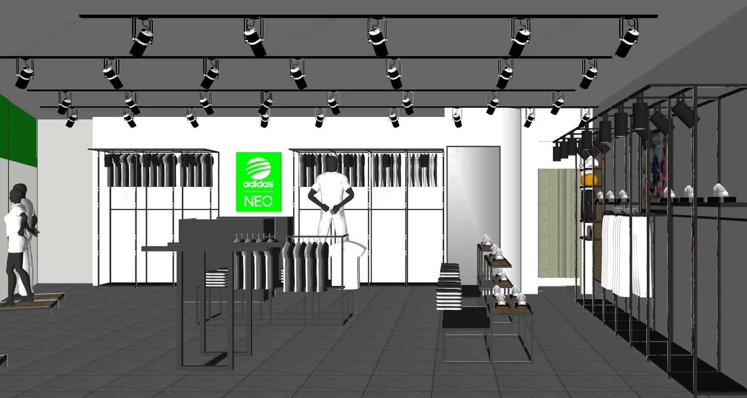 Adidas Retail Store Interior Design sketchup model preview - SketchupBox
