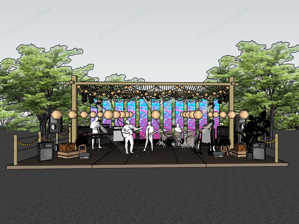 Outdoor Evening Concert Stage Set sketchup model preview - SketchupBox