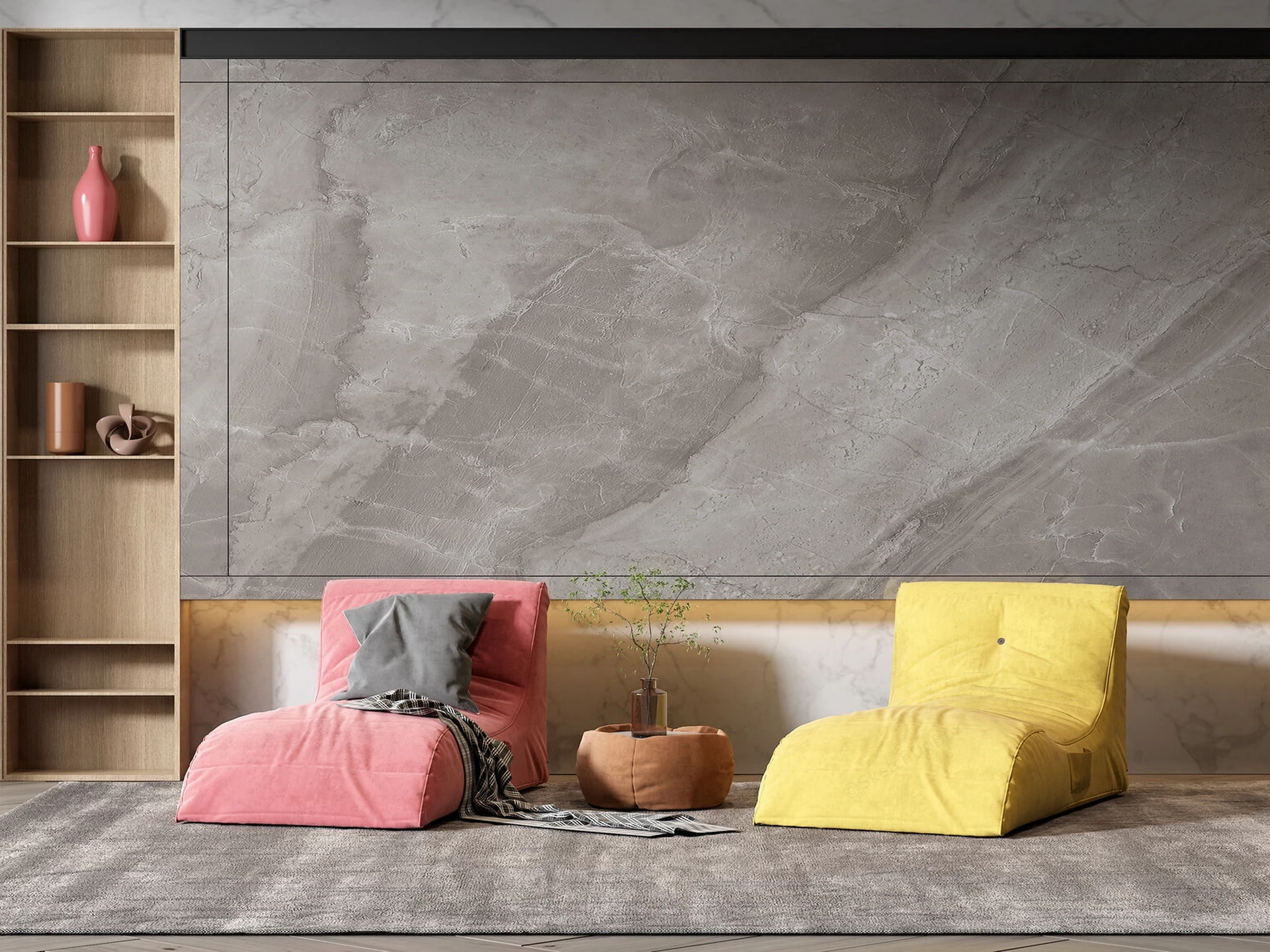 Minimalist Modern Lounge Area sketchup model preview - SketchupBox