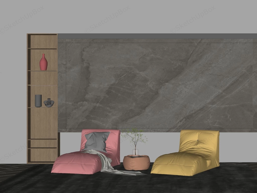 Minimalist Modern Lounge Area sketchup model preview - SketchupBox