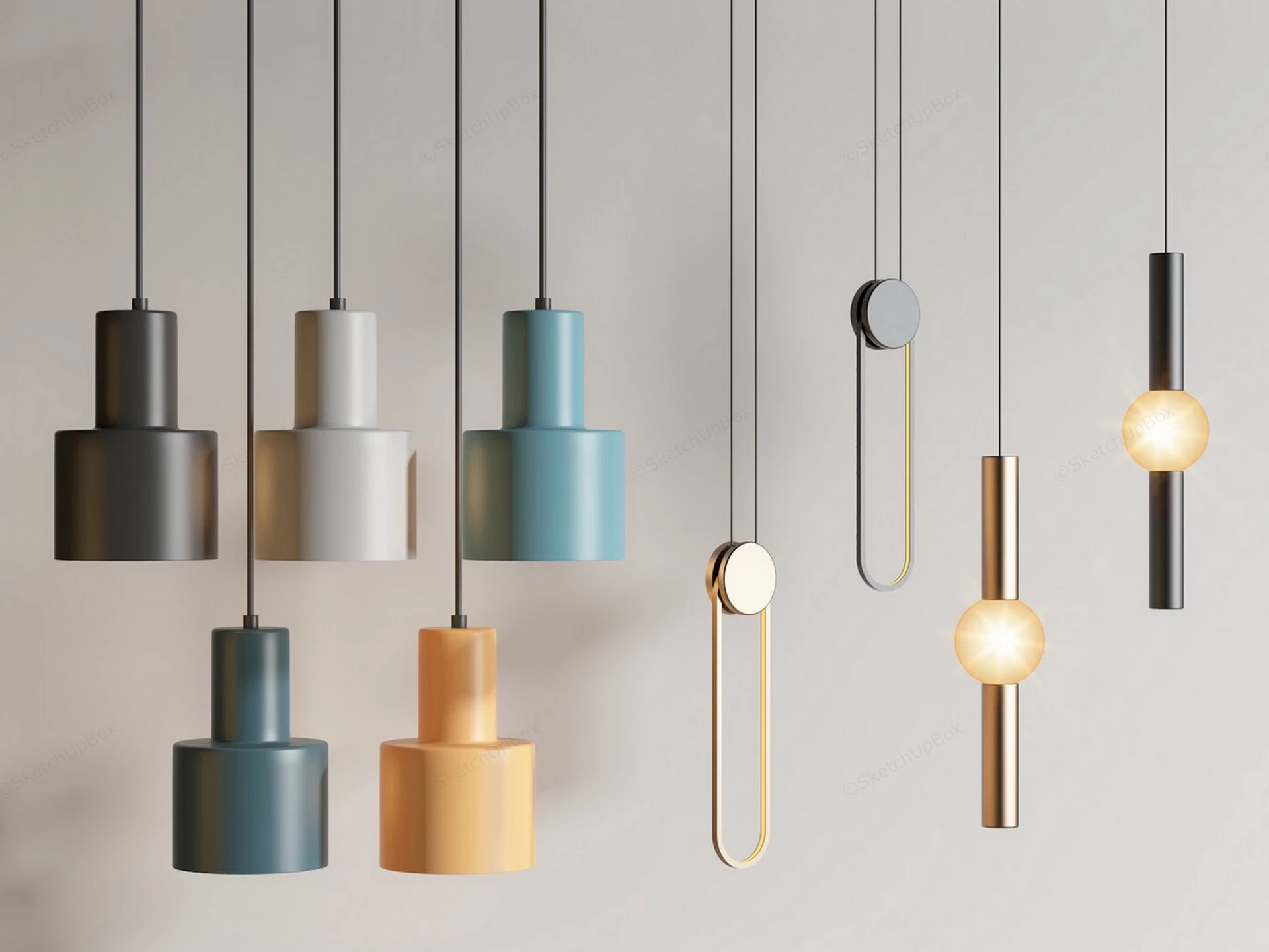 Contemporary Minimalist Pendant Light Fixtures sketchup model preview - SketchupBox