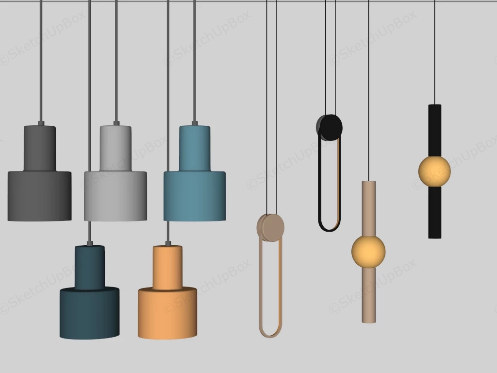 Contemporary Minimalist Pendant Light Fixtures sketchup model preview - SketchupBox