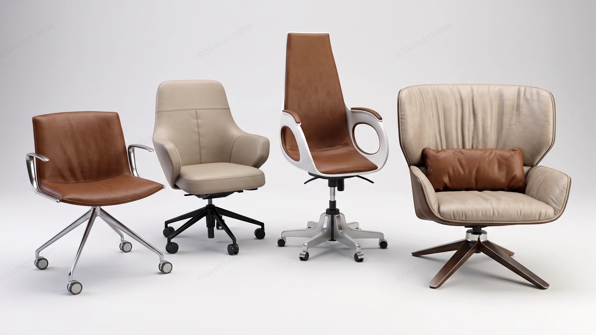 Collection Of Modern Ergonomic Office And Lounge Chairs sketchup model preview - SketchupBox