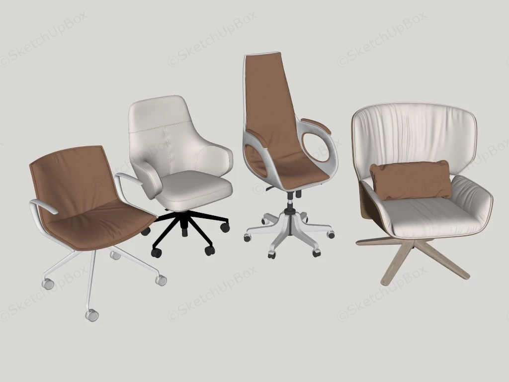 Collection Of Modern Ergonomic Office And Lounge Chairs sketchup model preview - SketchupBox