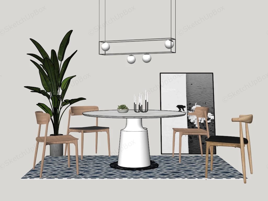 Modern Minimalist Dining Space sketchup model preview - SketchupBox