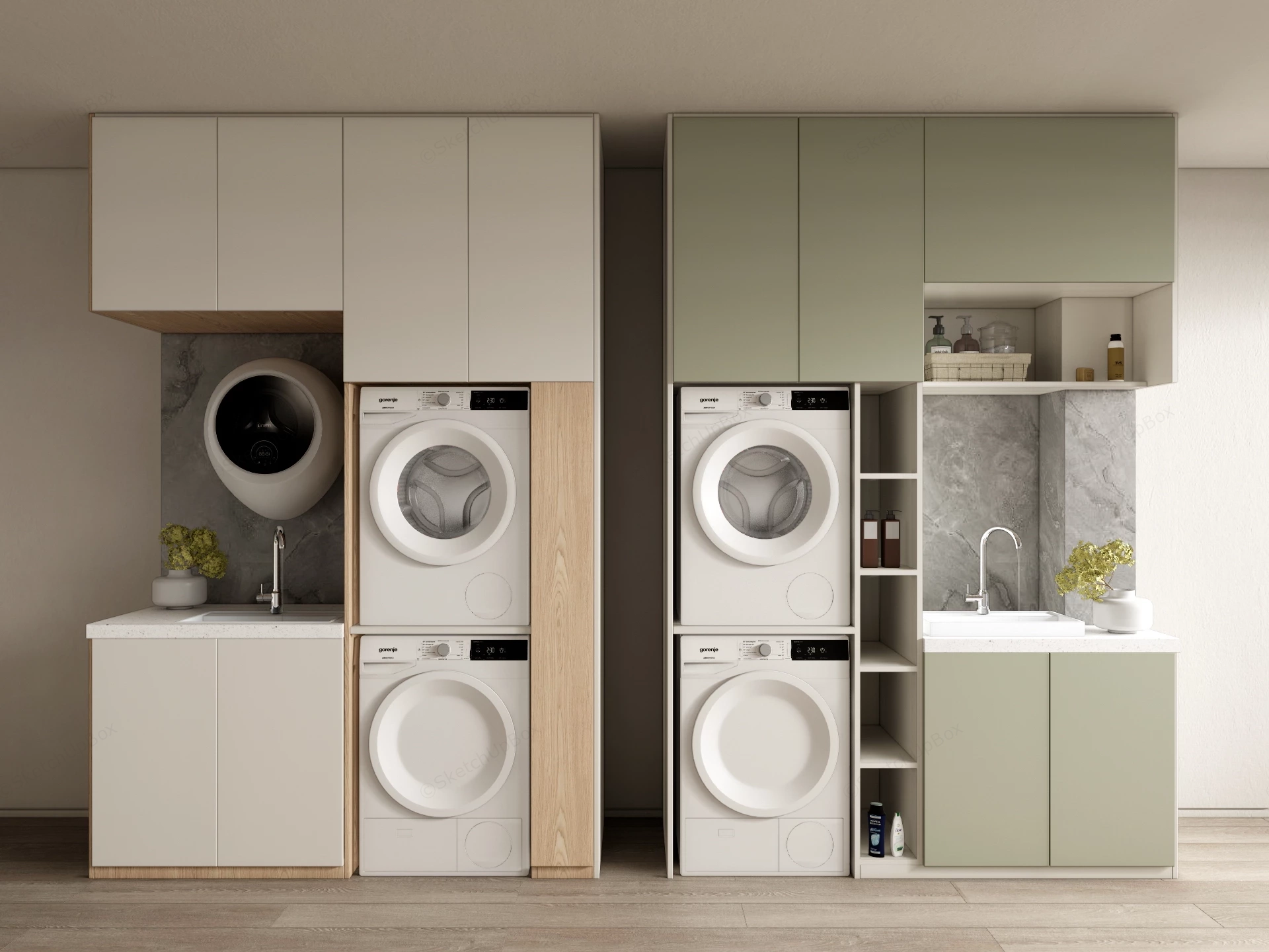 Two Modern Utility Room Cabinetry Units sketchup model preview - SketchupBox