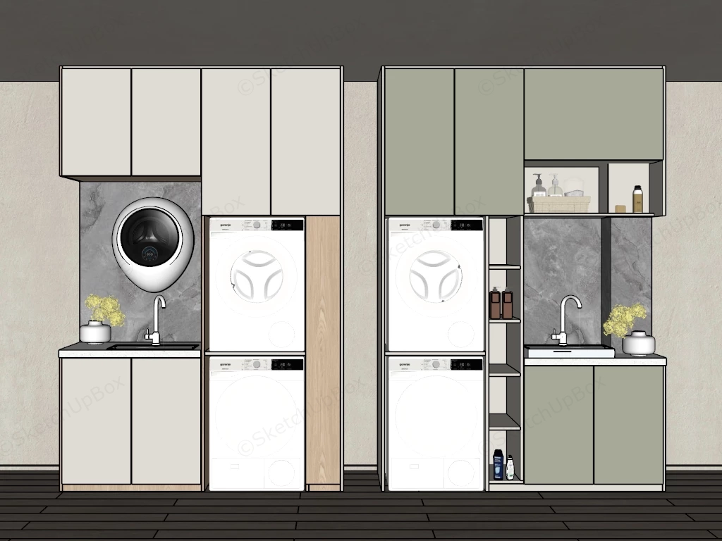 Two Modern Utility Room Cabinetry Units sketchup model preview - SketchupBox