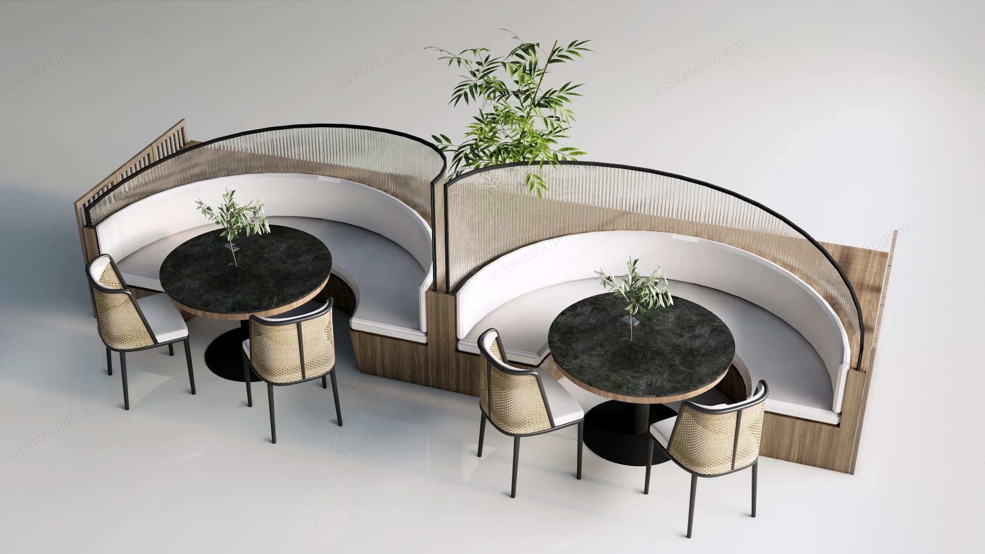 Modern Semi Circular Booth Seating Arrangements sketchup model preview - SketchupBox