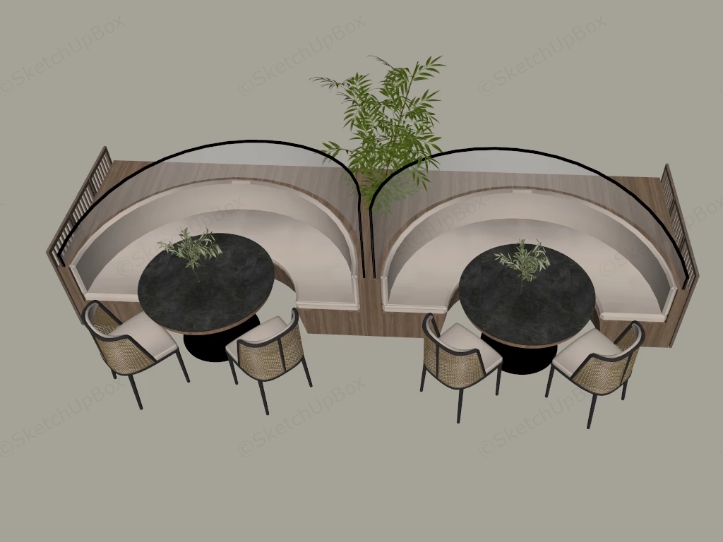 Modern Semi Circular Booth Seating Arrangements sketchup model preview - SketchupBox