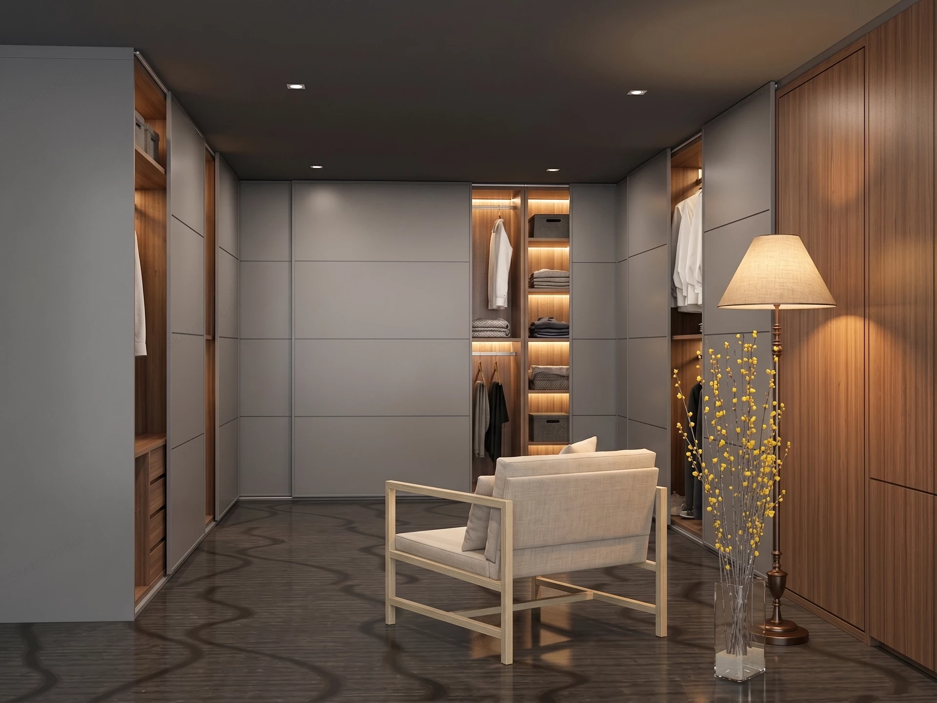 Modern Walk In Closet And Dressing Room Design sketchup model preview - SketchupBox