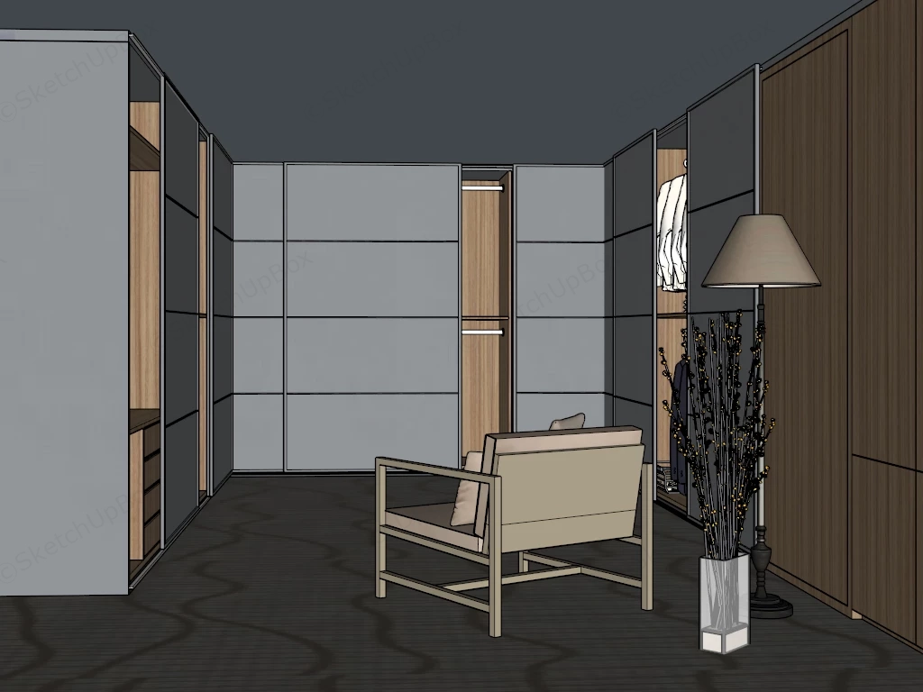 Modern Walk In Closet And Dressing Room Design sketchup model preview - SketchupBox