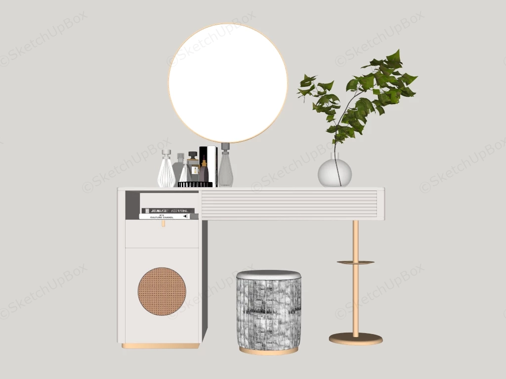 Modern Minimalist Vanity Table Setup Sketchup 3D Model Preview - SketchupBox