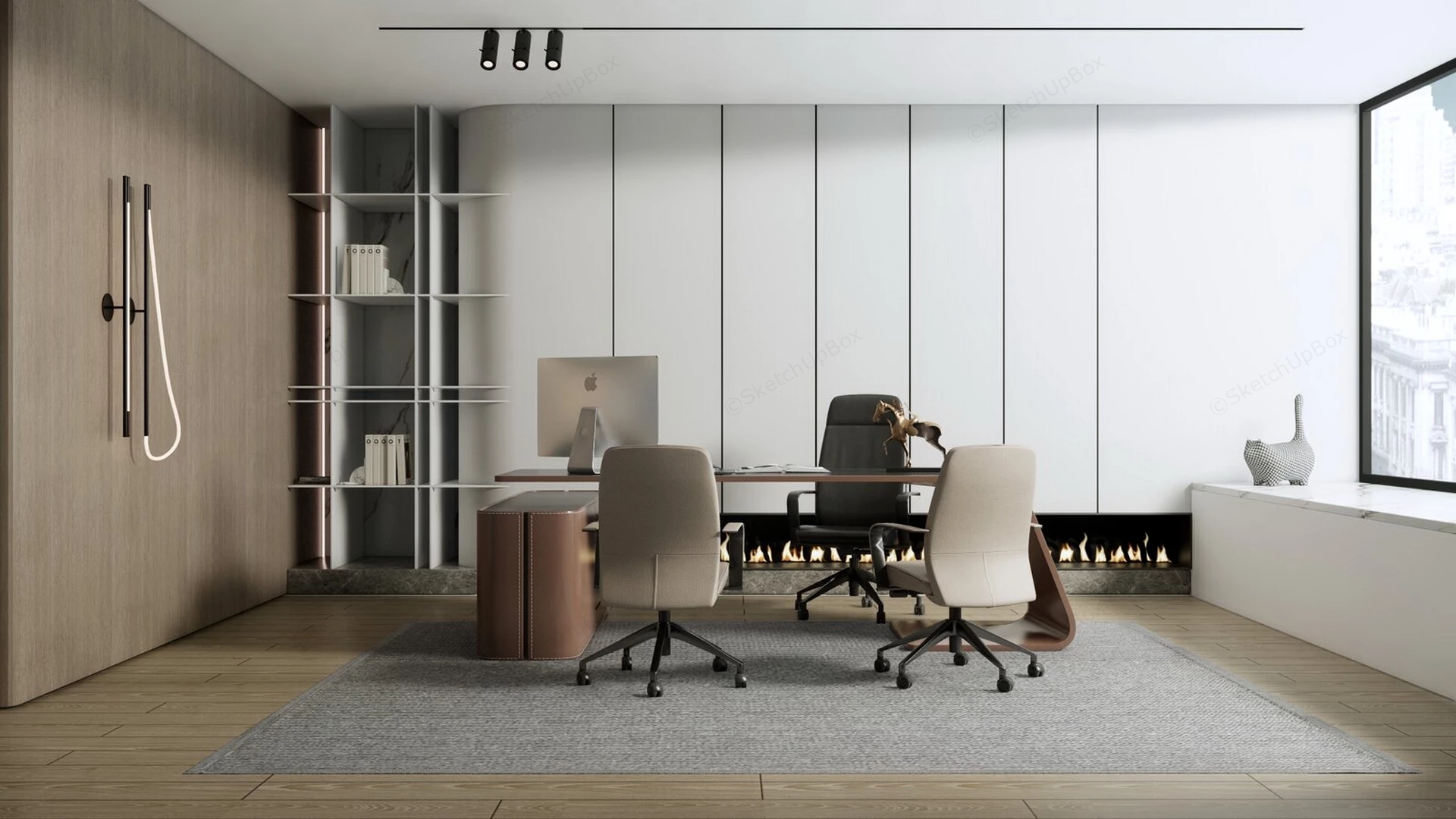 Modern Executive Home Office Interior Sketchup 3D Model Preview - SketchupBox