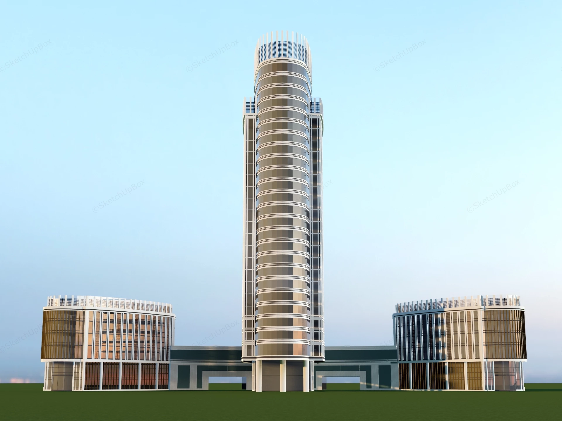 Modern Commercial Skyscraper Complex Sketchup 3D Model Preview - SketchupBox