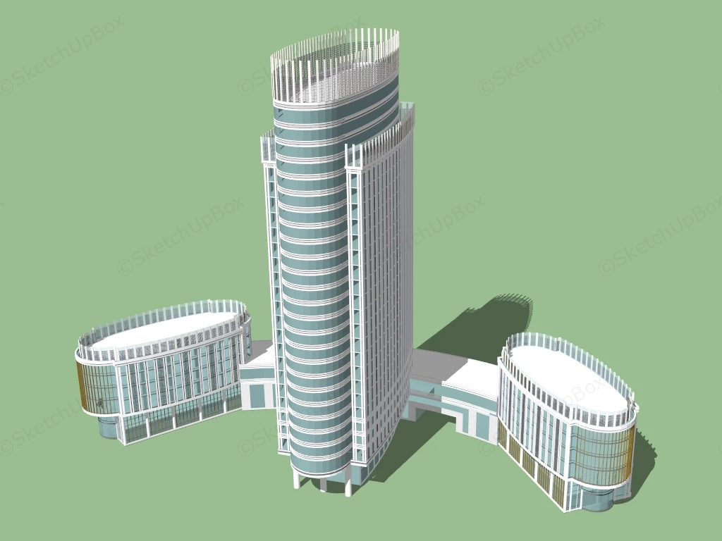 Modern Commercial Skyscraper Complex Sketchup 3D Model Preview - SketchupBox