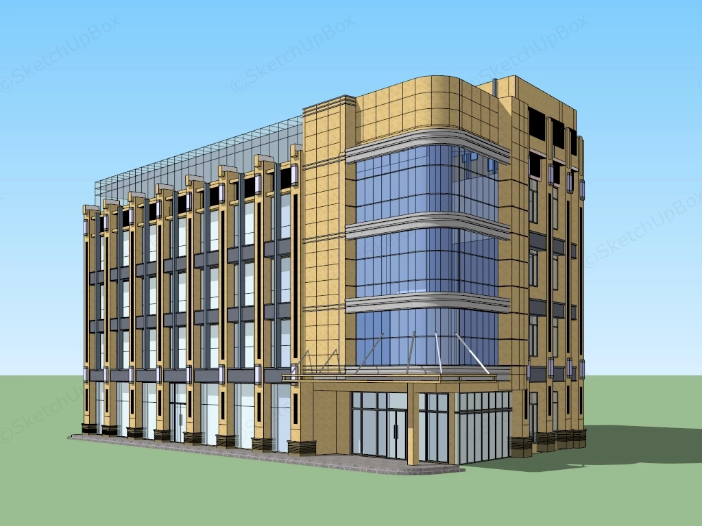Modern Multi Story Commercial Office Building Sketchup 3D Model Preview - SketchupBox