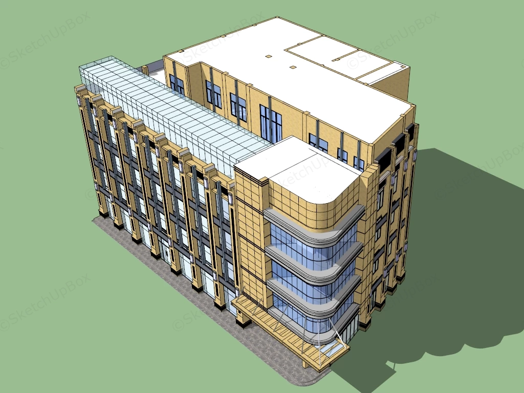 Modern Multi Story Commercial Office Building Sketchup 3D Model Preview - SketchupBox