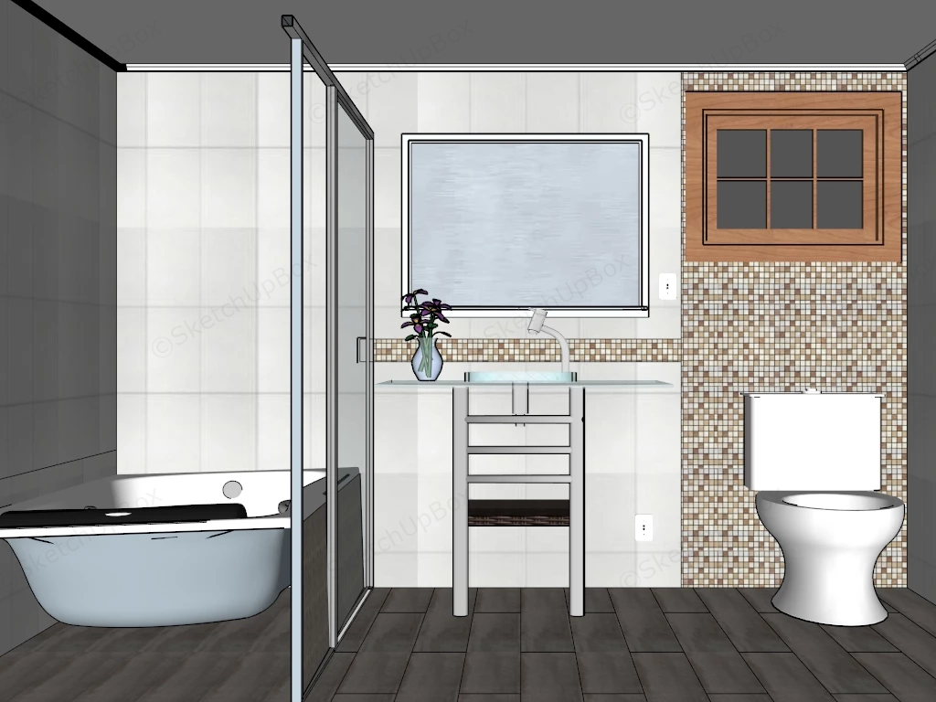 Modern Bathroom With Freestanding Bathtub Sketchup 3D Model Preview - SketchupBox