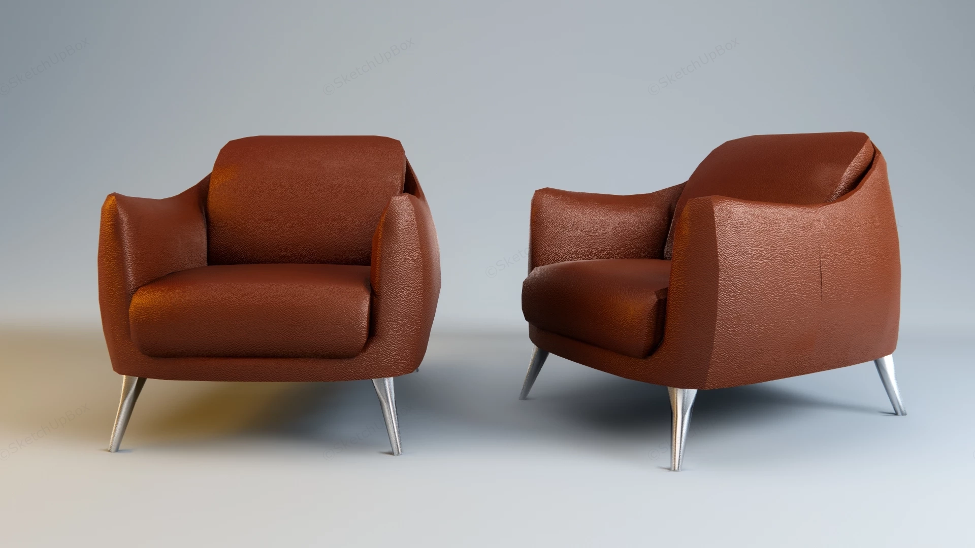 Modern Leather Lounge Armchair Sketchup 3D Model Preview - SketchupBox